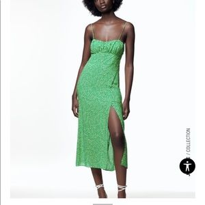 Zara Animal Print Dress Green